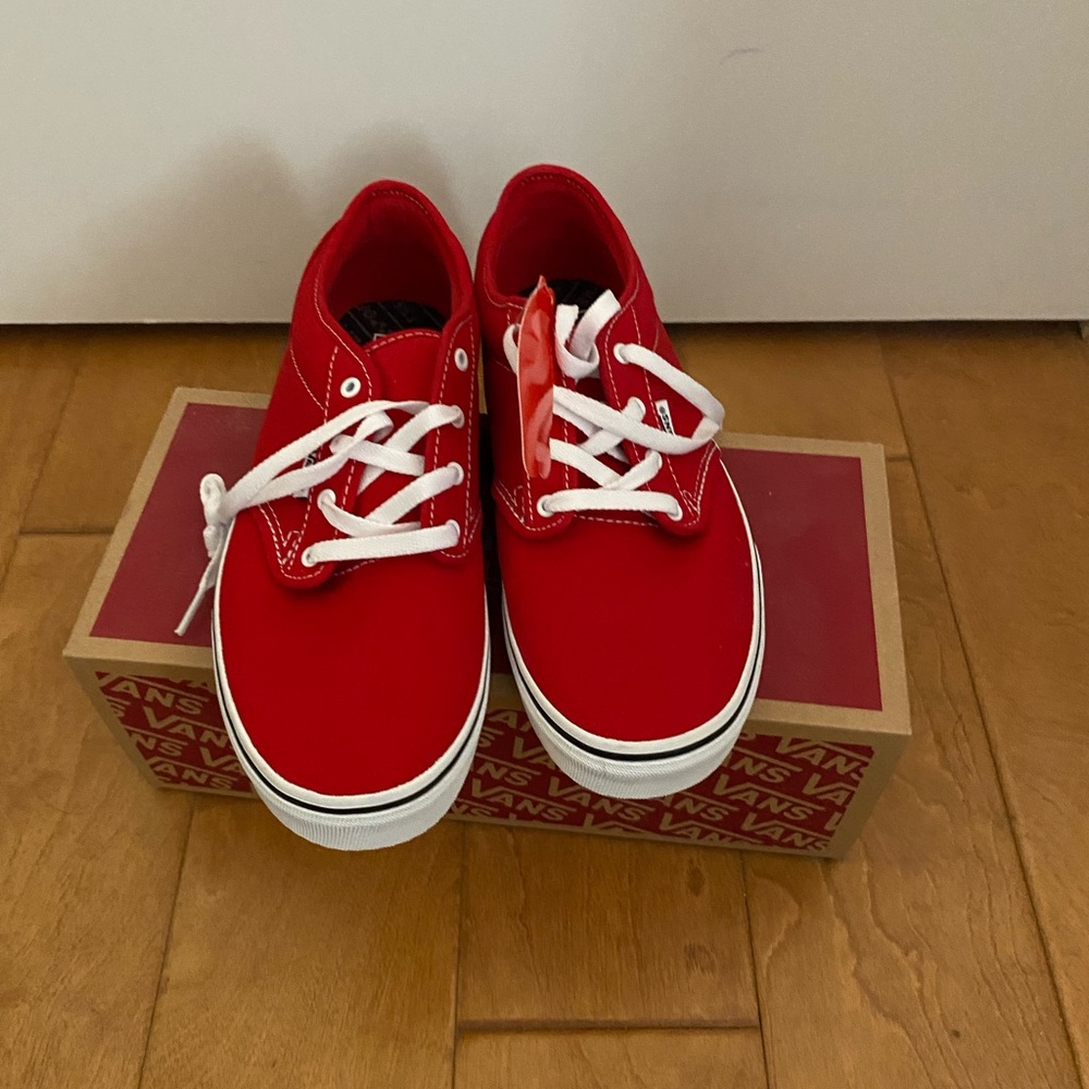 Vans Red Canvas Sneakers with White Laces NIB